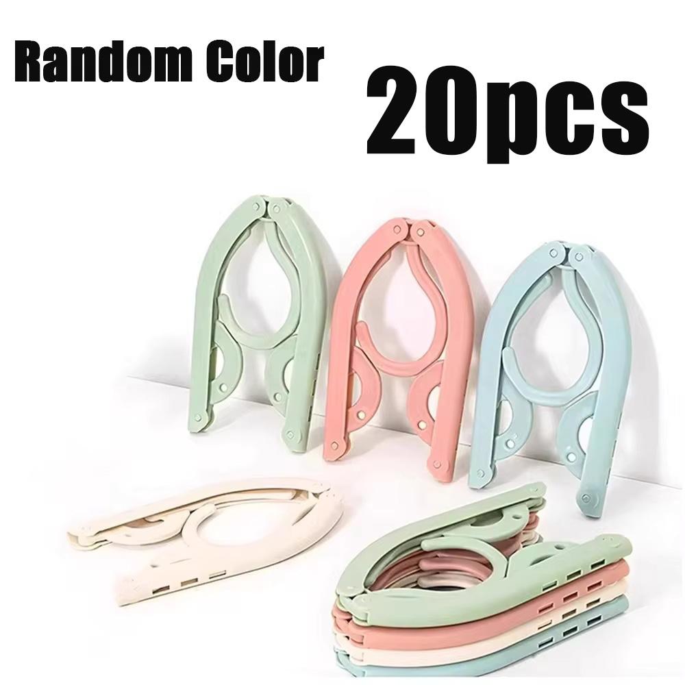 5/10pcs Folding Travel Hangers Portable Random Color Plastic Non Slip Closet Drying Rack Space Saving Home For Dress Pants Suit