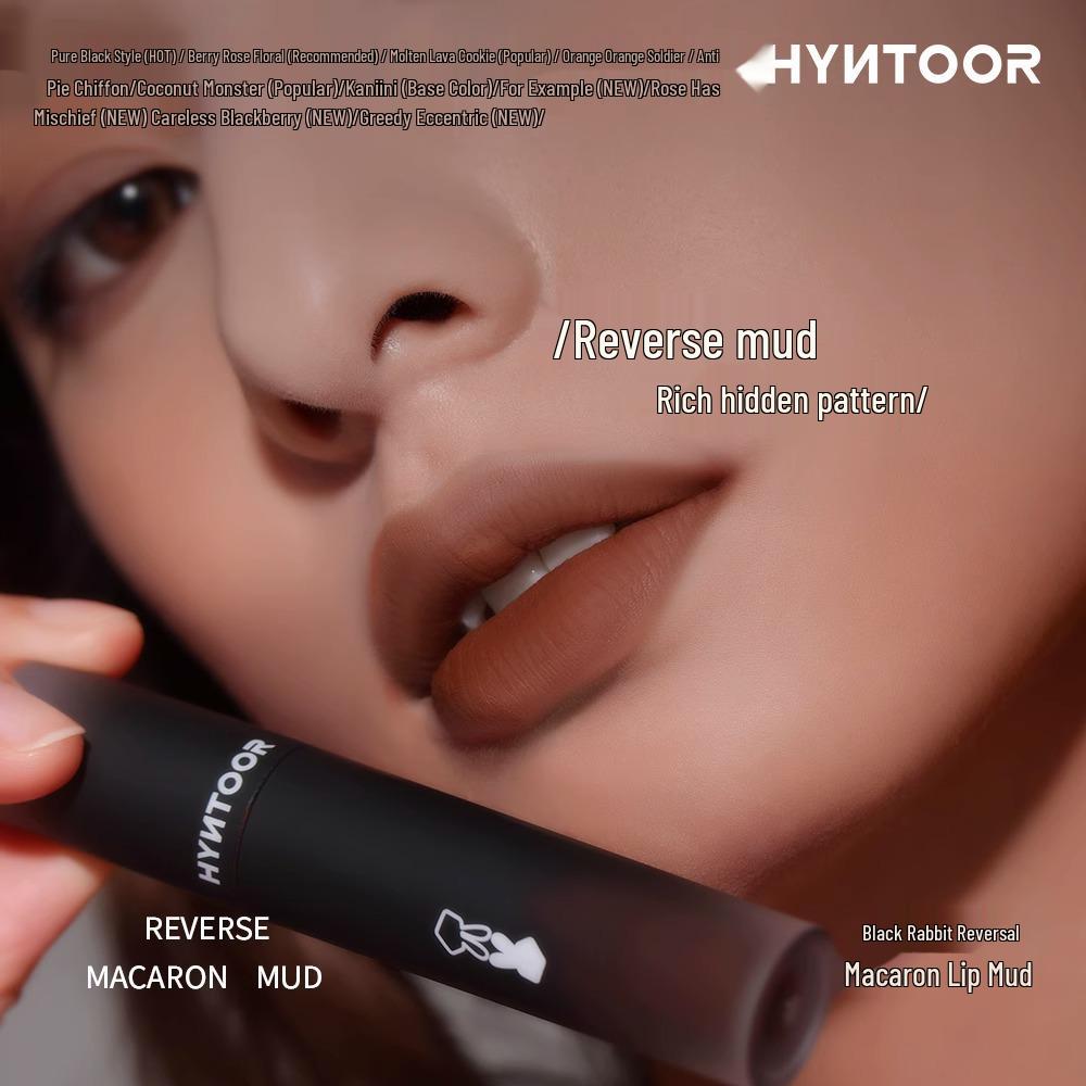 HYNTOOR Black Rabbit Matte Mist Macaron Lipstick – Student-Friendly Lip Gloss