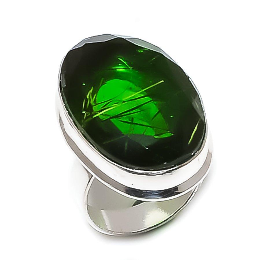 

Chrome Diopside Gemstone Handmade 925 Sterling Silver Jewelry Ring Size 8 b5c34
