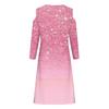 Women's  And Winter Casual Fashion V-neck Long Sleeve Print Long Dress With Pocket