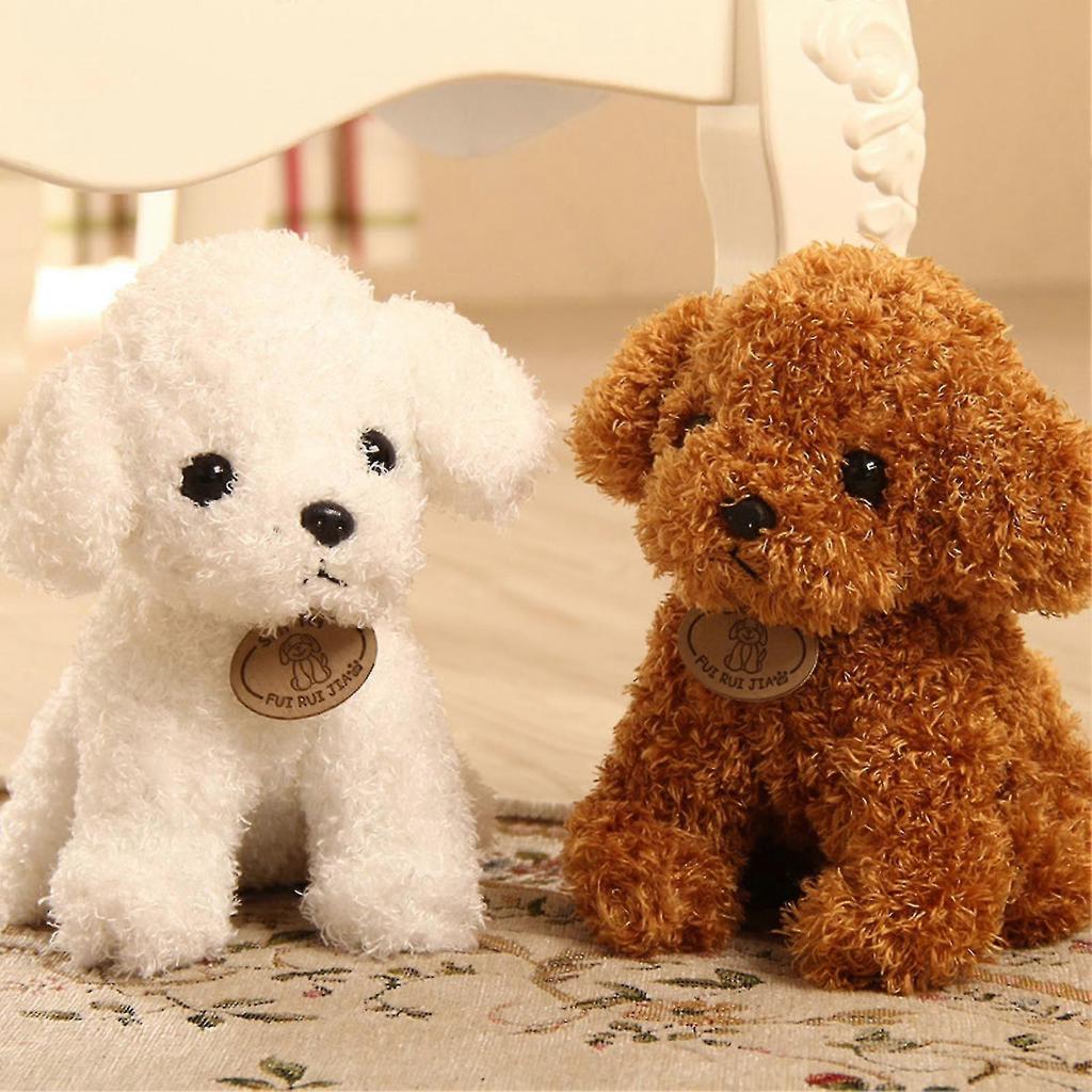 Cachorro Poodle Fofo de Desenho Animado Filhote Boneca de Pelúcia Brinquedo Abraçável Ornamento de Casa Presente