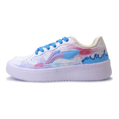 Li Ning Floating Boat Abrasion Resistant Breathable Low Top Skateboard Shoes Unisex White Pink Blue AGCS420-6(Team1218-)