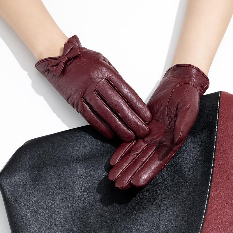 Ladies' Gloves with Bow Colorful Wine Red  Elegant and Charming Clothing Decoration Gloves