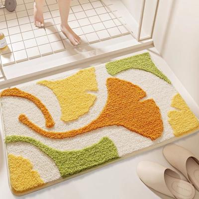 Simplicity Flower Bathroom Mat Non Slip Bath Rug Extra Absorbent and Soft Microfiber Bath Carpet Machine Washable Bath Rug