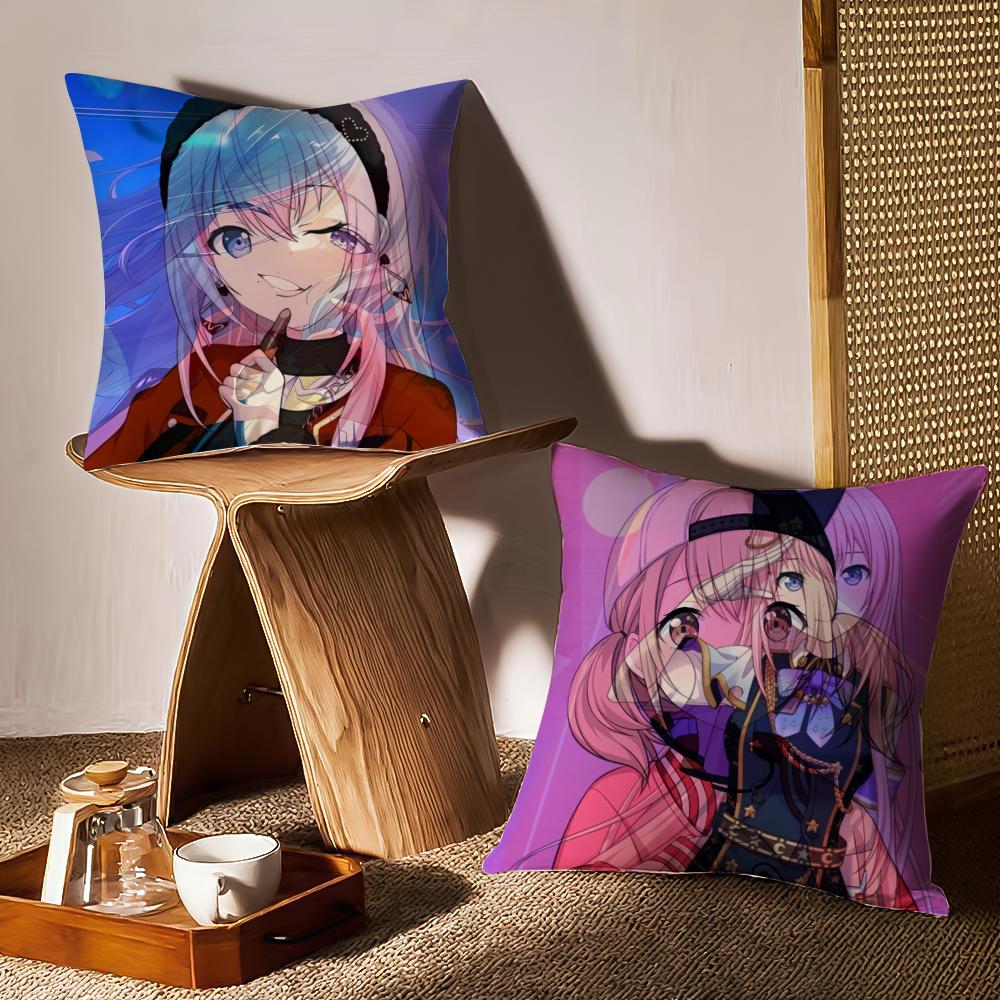 Project Sekai Anime Young Cushion Cover Anti-dustmite Pillowcase Invisible Zipper Silky Short Plush Sofa Cushion Cover