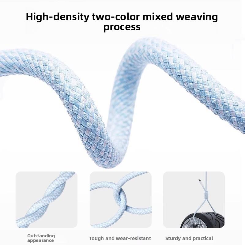 60W Dual-Head PD Fast Charging Cable for Apple and Android Phones, Macaron Braided Data Cable