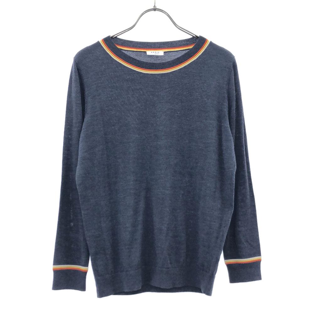 AKRIS PUNTO Wool Long Sleeve Knit 38 Navy System Sweater Women Used
