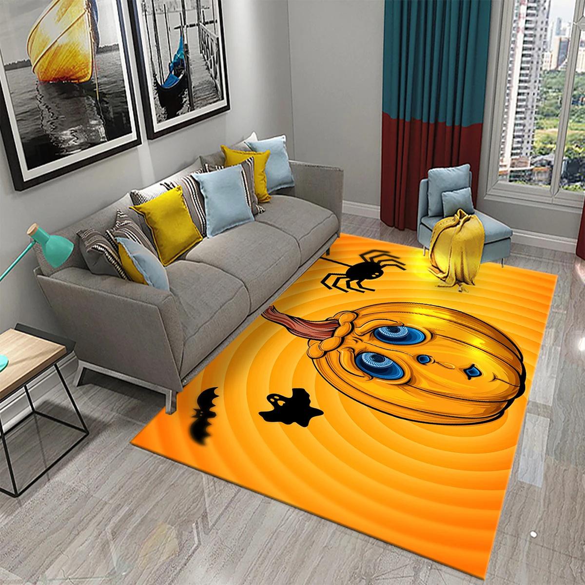 

Halloween Theme Area Rug With Cartoon Ghost Pumpkin Bat Haunted House Artistic Patterns Soft Decorative Carpet For Living Room 40x60CM