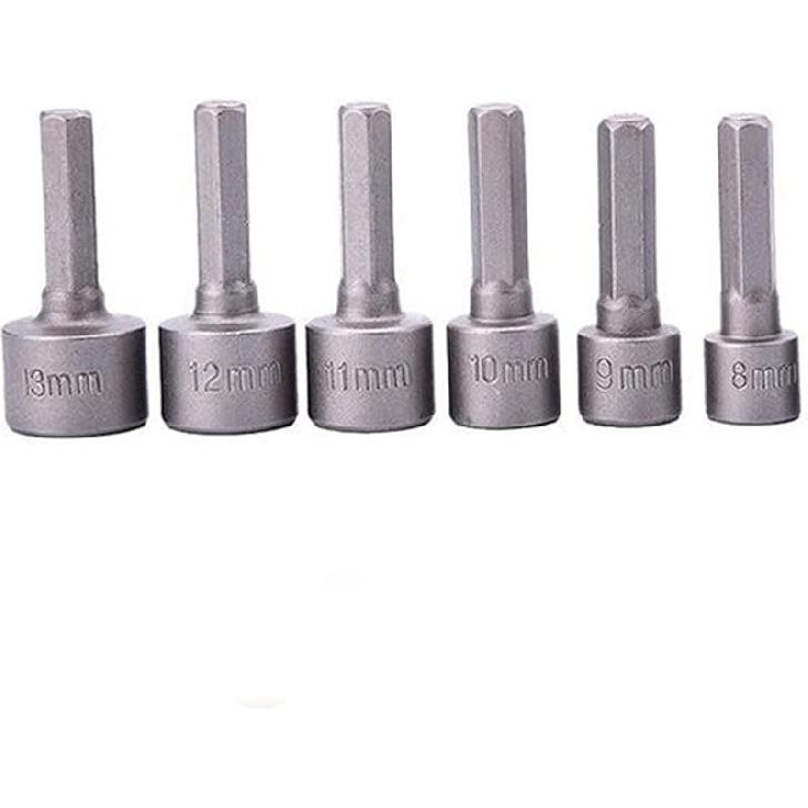 SUOFEILAIMU 14-3Pcs 5-12mm Hexagon Nut Driver Socket Screwdriver Wrench Set Drill Bit Adapter for Electric Screwdriver Handle Tool (Color : 6pcs