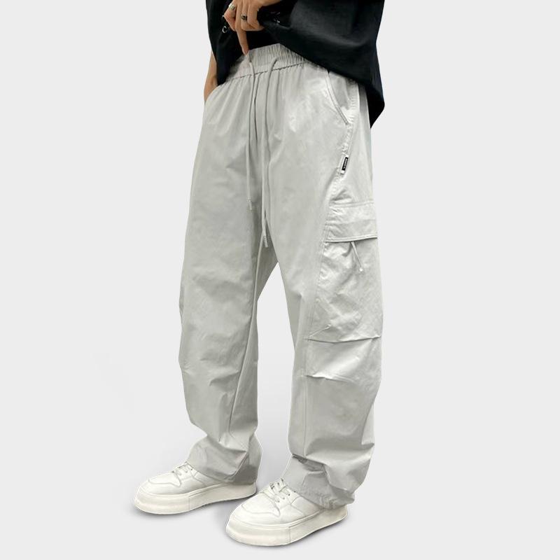 Men's Drawstring Waist Cargo Pants Casual Pocket Detail Loose Fit Streetwear Bottoms