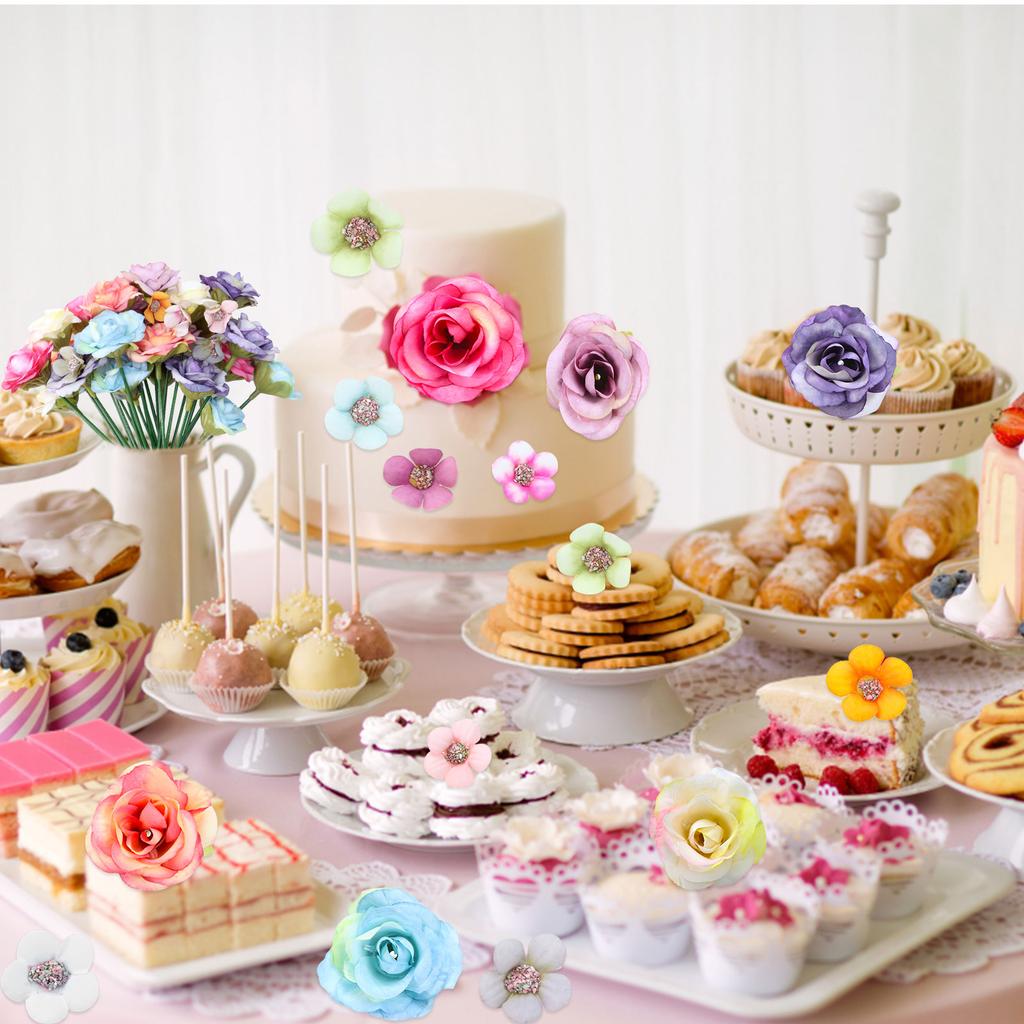 220 Pieces Mini Flower Heads,Artificial Rose Flowers With Stems