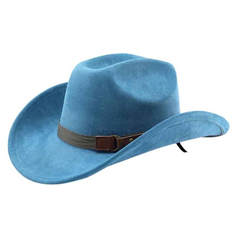 Vintage Sueded Denims Hat Trendy Western Headwear Casual Western Hat Outdoor for Music Festivals
