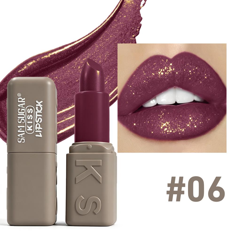 Kiss Lipstick Metallic Shine Glitter Lipstick Moisturizing Smooth Velvet High Pigment Non Grainy Comfortable Lip Makeup for Women