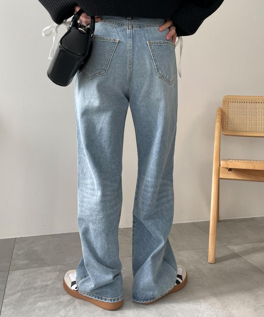 WEGO Denim Denim Long Size Type B Light Denim Women's Pants, Straight-leg Pants, Jeans, Bottoms, Pants, Simple, Casual, Stylish, Gift, Classic,