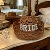 Crochet Western Cowboy Hat Hollow Jazz Hat Fashion Bride Wifey Cowboy Hat  For Wedding Bridal Party