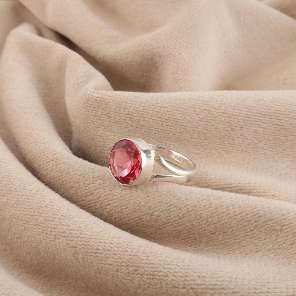 Pink Tourmaline Gemstone Silver Ring, 925 Sterling Silver Handmade Ring, October Birthstone Gift, Handmade Tourmaline Ring RR-83-11