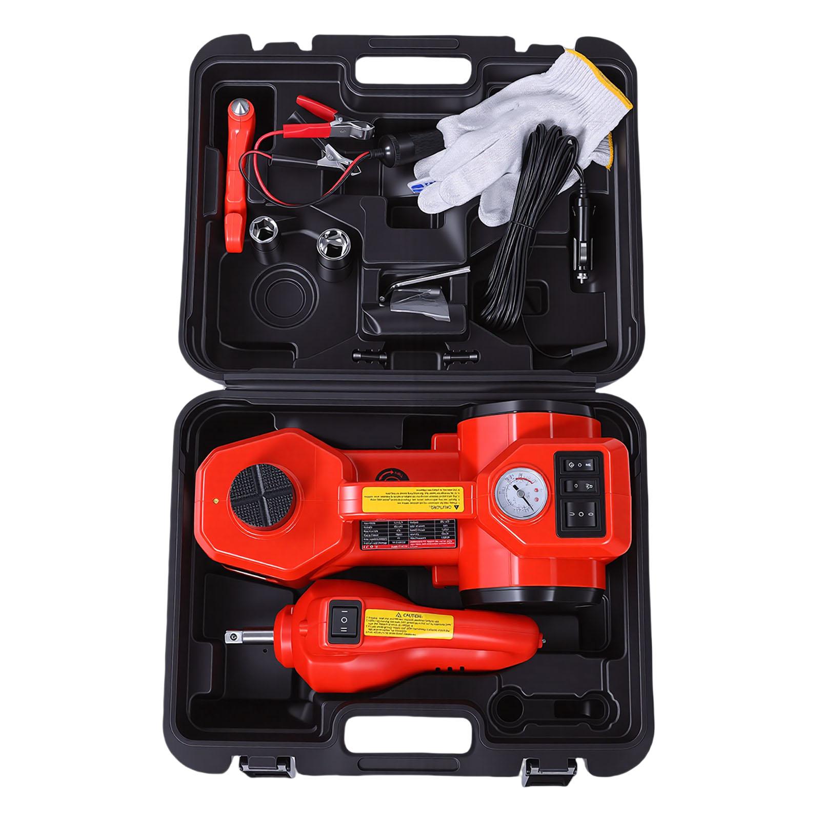

Electric Car Jack Set 5 Ton Hydraulic Jack Set with Integrated Tire Inflation Pump and Impact Wrench for SUV MPV Truck