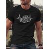 Tractor EKG Heartbeat Graphic Men's Cotton Short Sleeve T-Shirt Farm Lover Daily Tee