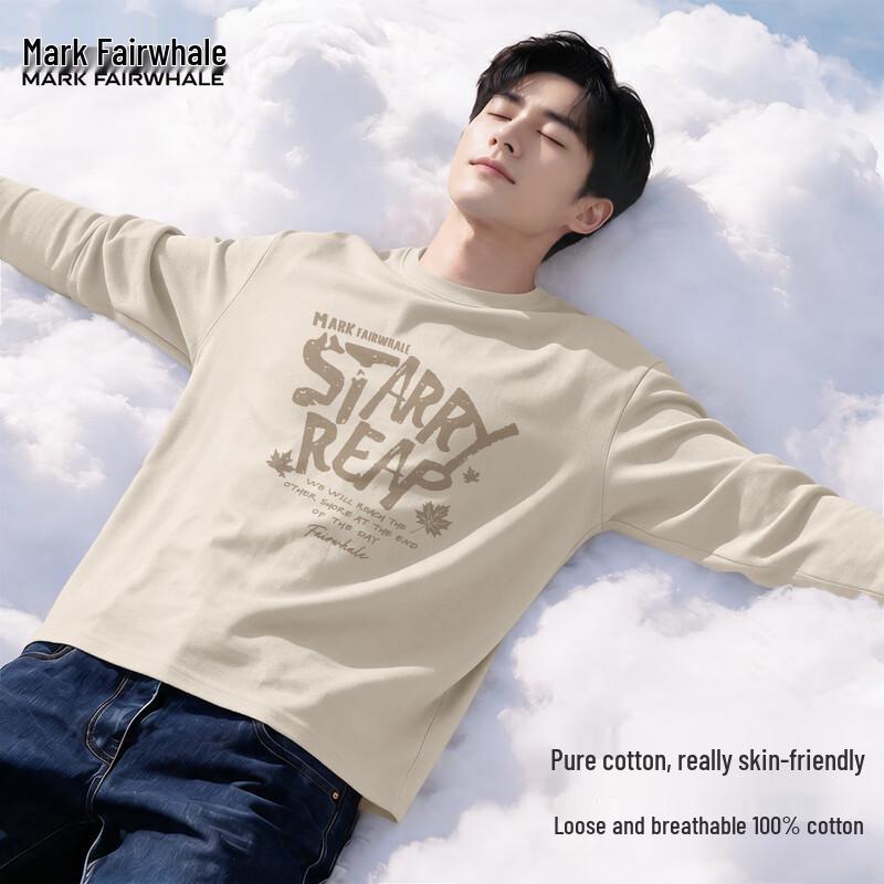 Mark Fairwhale Men's Pure Cotton Long-Sleeve Casual Tee