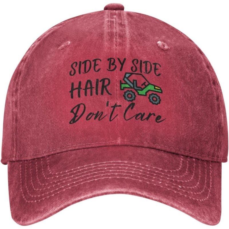 

Side By Side Hair Don t Care Baseball Cap Distressed Washed Cotton Casual Adjustable Hat Unisex Can Be Adjusted красный