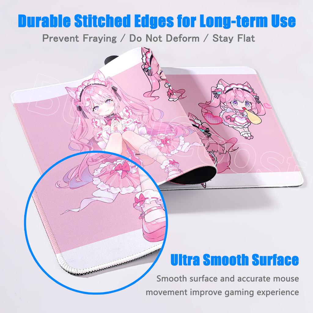 Cute Pink Anime Girl Hakui Koyori Mouse Pad Kawaii Hololive Large Table Mat Laptop Keyboard Pad XXL Mousepad PC Gamer Carpet Mat