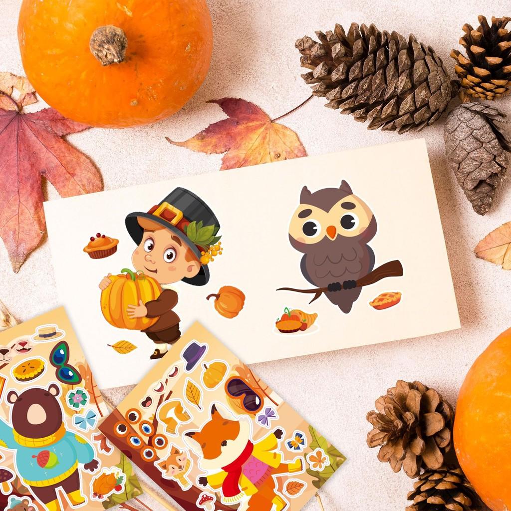 Cm2408007 Adorable Childrens Cartoon Interactive Puzzle Stickers For Thanksgiving Fun