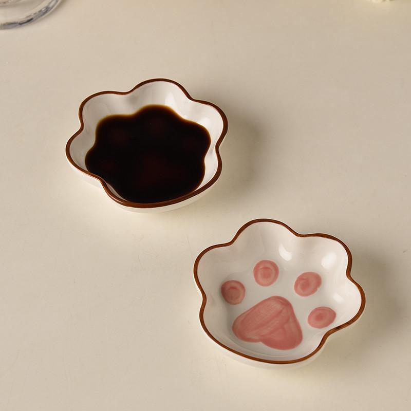Piatti in ceramica aromatizzati, piatti per salsa a forma di artiglio di gatto e piccole ciotole di salsa di pomodoro