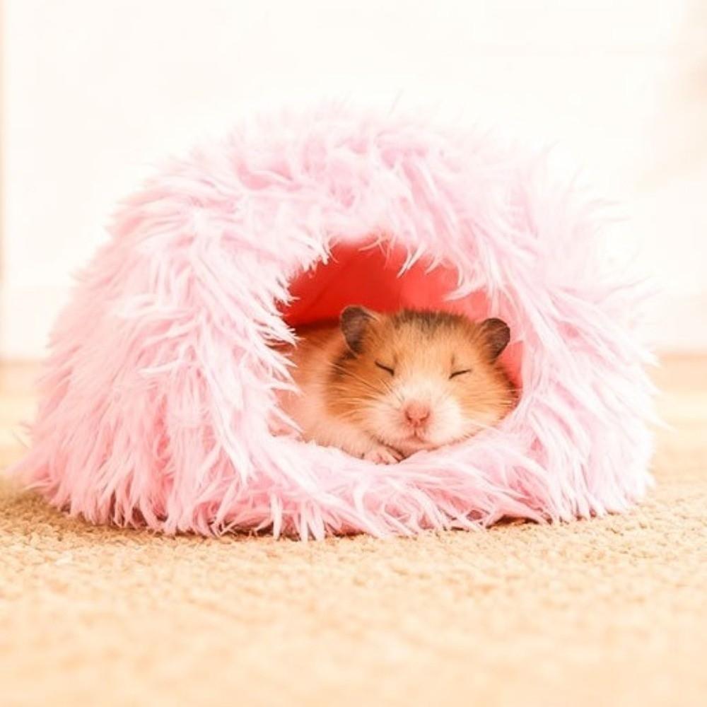 Cute Warm Hamster Nest Soft Windproof Rabbit Sleeping Nest Comfortable Non-slip Winter Pet Nest Cage Decoration