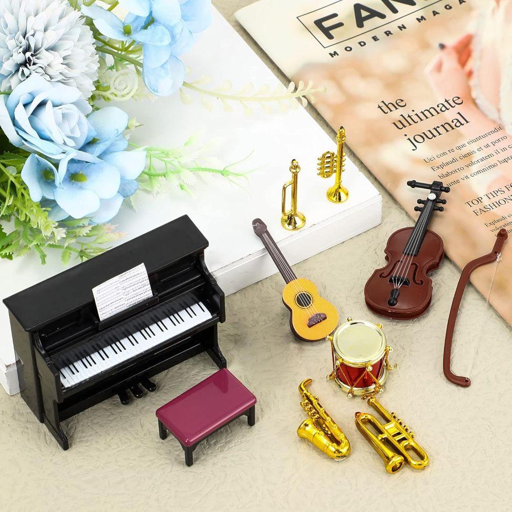 1/12 Scale Miniature Piano Guitar Violin Drum Instrument Model Kids Toy