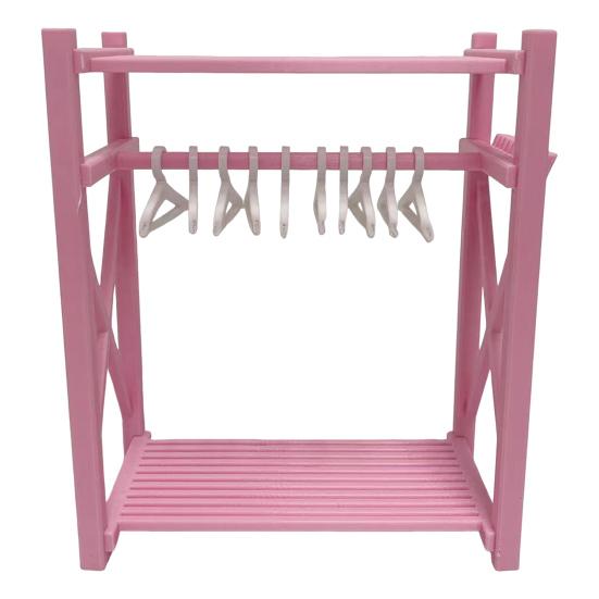 Mini Doll Wardrobe with 10 Hangers Doll Clothes Storage Closet for Display Dollhouse Accessories for 15/17cm Dolls