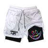 Men's Smiling Face Printed Fitness Shorts Double-Layer 2-in-1 Quick Drying Fitness Outdoor Leisure Training Sports Shorts RL0234