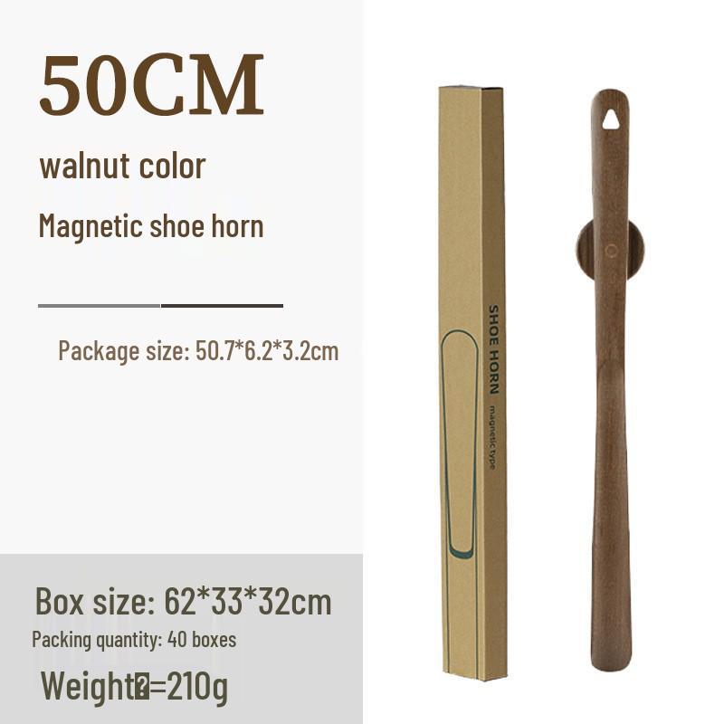 Black Walnut Long-Handled Magnetic Shoehorn: Elderly & Pregnant-Friendly Shoe Lifter Artifact.