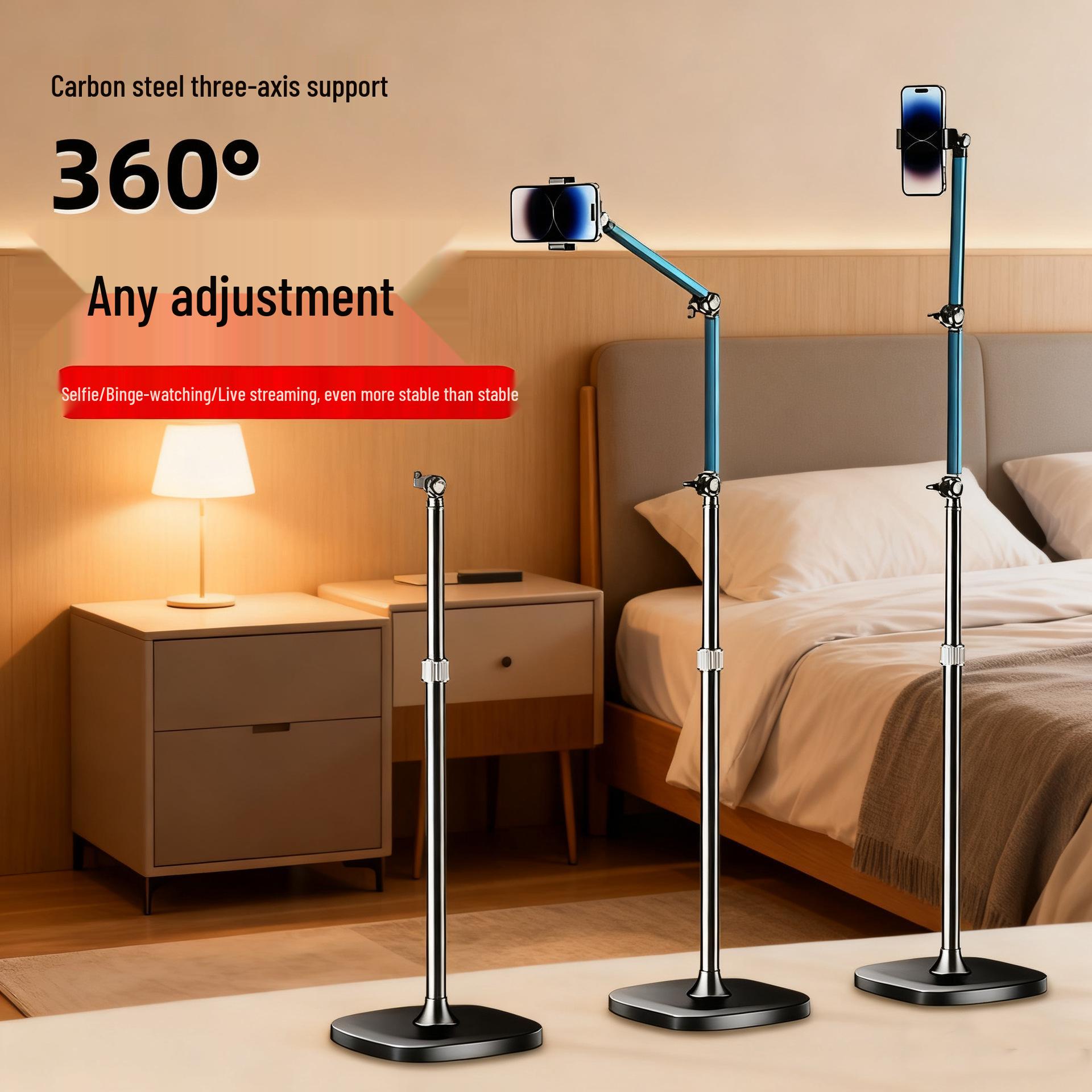 

Floor-Standing Live Broadcast Adjustable Phone Holder - 360° Telescopic, Stable Cantilever for Overhead Shots. 1.7m Cantilever Stand чорний