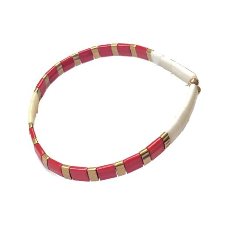 NINETEEN TWO RED STRIPE BEADS BRACELET