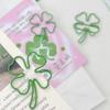10Pcs Cute Green Four-leaf Clover Paperclips Lovely Girl Scrapbook Decor Binder Clip Office Document Bill Binding Supplies
