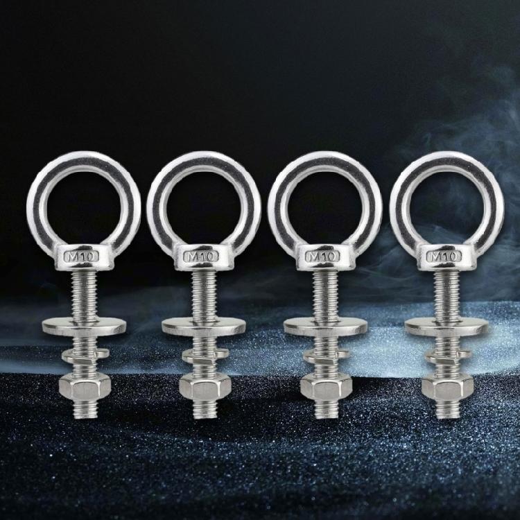 5Pcs Heavy Duty Threaded Rings Screw Eyebolts Stainless Steels Eye Bolts with Nut 10x50mm Long Shoulder Lifting Eye Bolt