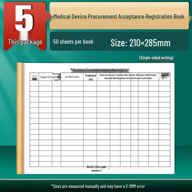 Haiboxin Medical Device Register Book (5-Pack)