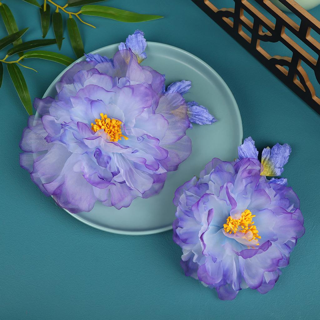 1 Pair Flower Hairpin For Women Handmade Gauze Gradient Peony Hair Clip Elegant Fairy Floral Hair Pin Exquisite Hair Accessories