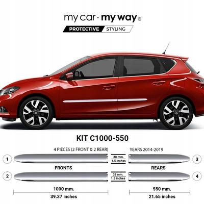 Nissan Pulsar - Tiras protectoras cromadas para puertas laterales