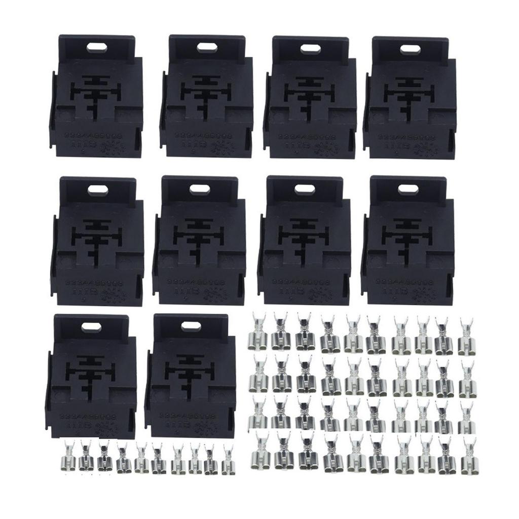 10Pcs Mini Relay Connector Sockets Easy Installation 5 Pin Auto Accessories Complete Set Sturdy