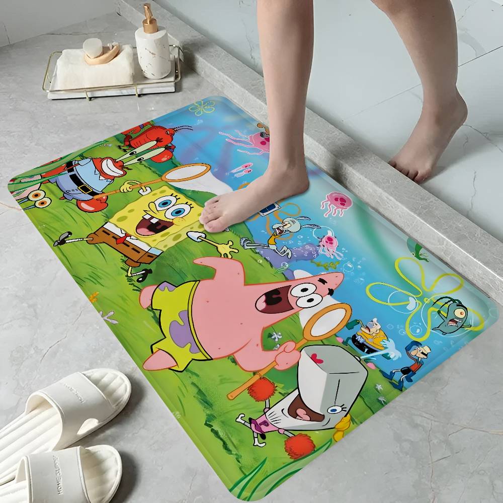 Cartoon S-Sponge-B-Bob Door Mat Nordic Style Bedroom Living Room Doormat Home Balcony Anti-Slip Alfombra