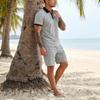 Mens Waffle Collared Polo Short Sleeve Shorts Casual Beach Vacation Set