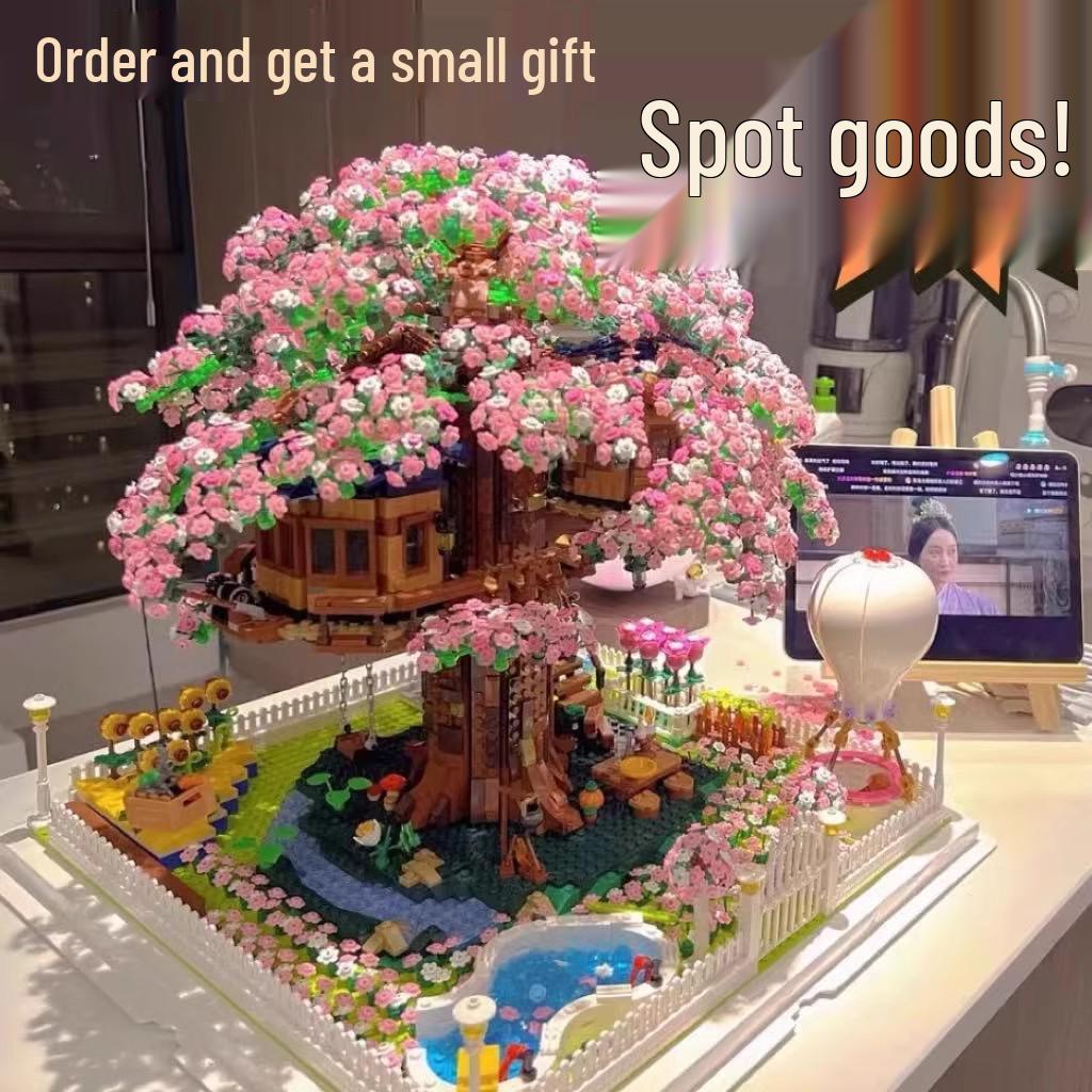 Rainbow Tree House Building Blocks with Flowers - Children's Puzzle Toy for Girls
