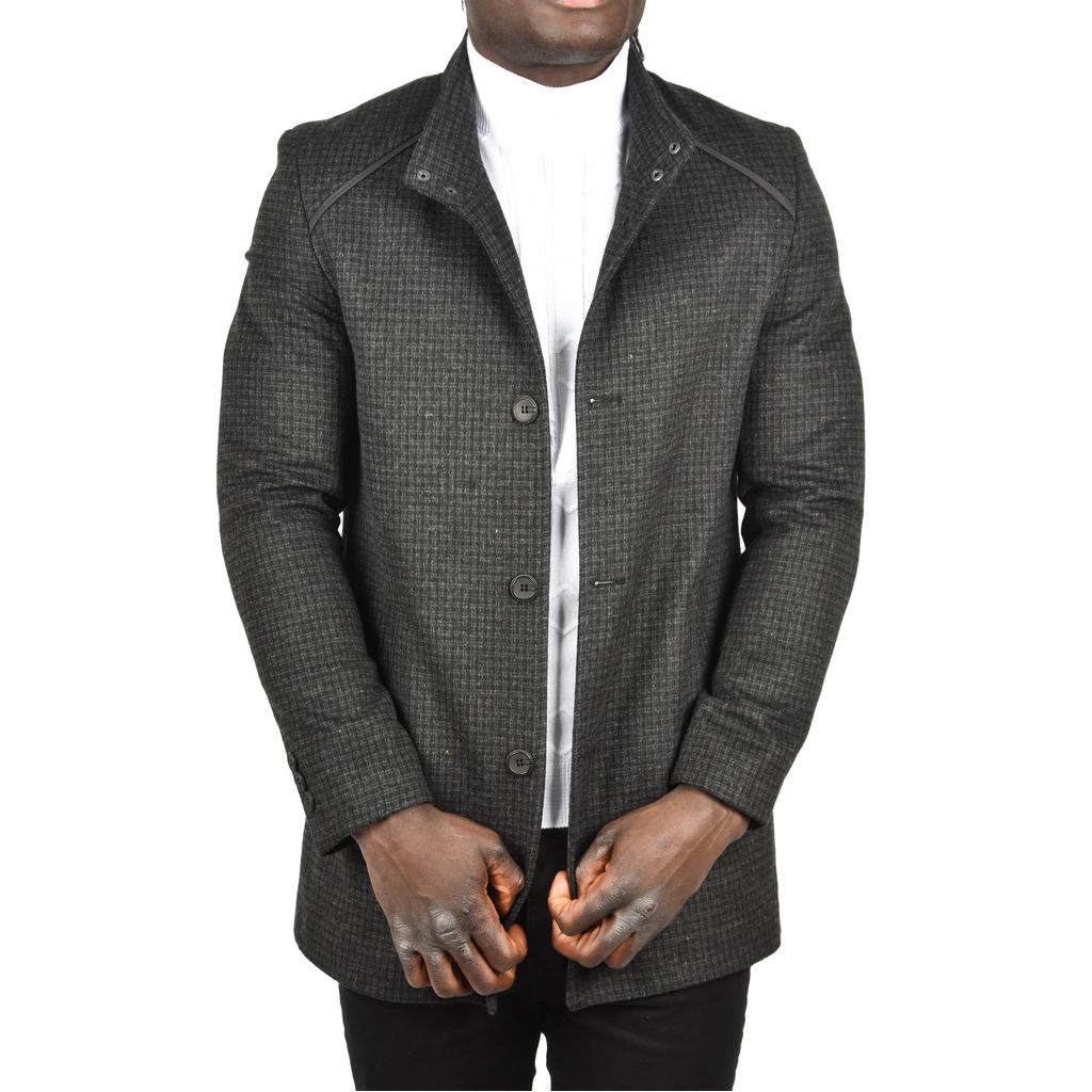 DeepSEA Pötikare Desenli Dik Yaka Dar Kesim Hakim Yaka Kaşe Kaban 2407003