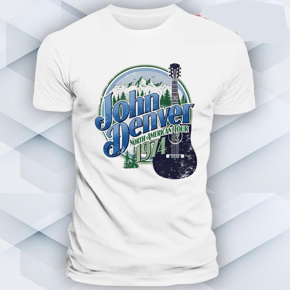 John Denver at North American tour 1974 with guitar shirt PNA_178  Unisex T-Shirt S