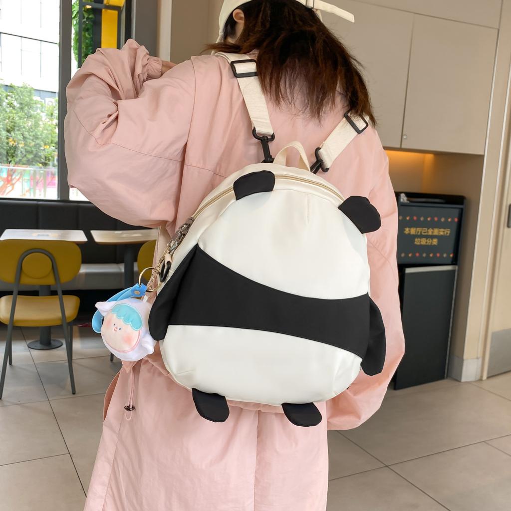 Panda back cute panda bag female 2025 new ins single shoulder girl nylon double shoulder messenger bag