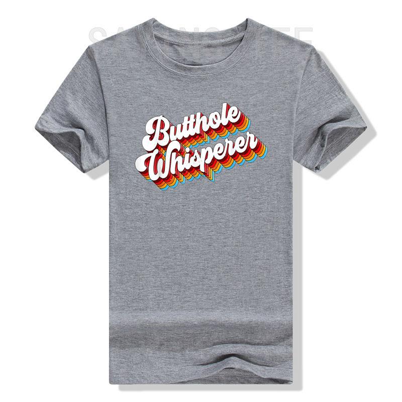 Butthole Whisperer Sarcastic Jokes Retro T-Shirt Letters Print Sayings Graphic Tee Tops Halloween Christmas Holiday Costume Gift