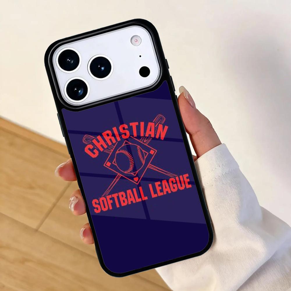 Custodia per Telefono con Citazione Cristiana Softball Baseball Per Apple iPhone 17 air 16 Pro Max 15 Pro Max 14 13 12 11 Mini Cover Posteriore