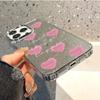 Pink Heart Pattern Mirror Phone Case For IPhone 17 16 Plus 15 14 11 12 13 Pro Max 17E 16E Shockproof Soft Protective Back Cover