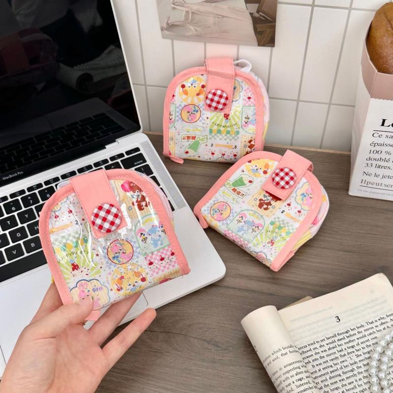 

Летний мини-картхолдер с несколькими слоями, портативная сумка для хранения, мультяшный дизайн, компактный женский кошелек